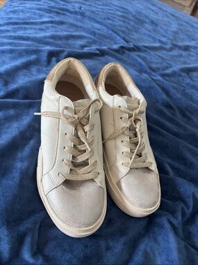 Cream & Metallic Gold Casual Sneakers